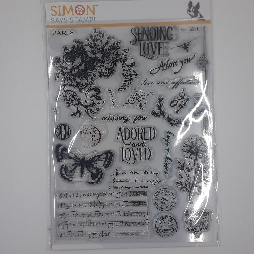 Simon Says Stamp Vintage Love Notes Clear 6x9 Stamp Set 2195ssc